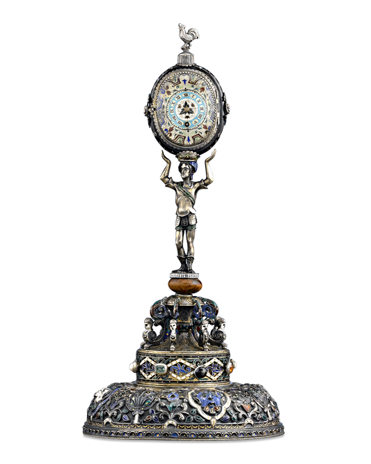 Viennese Enamel Soldier Clock