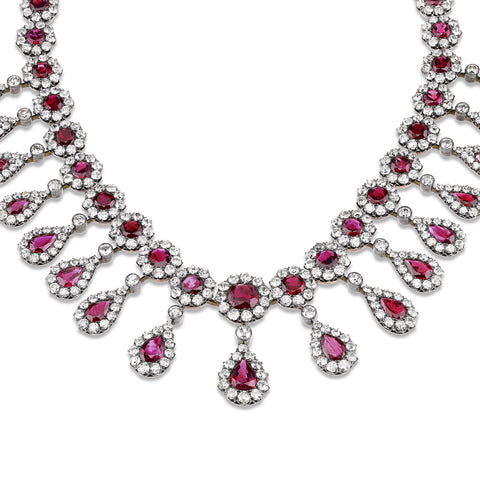 Gold, Ruby and Diamond Link Necklace