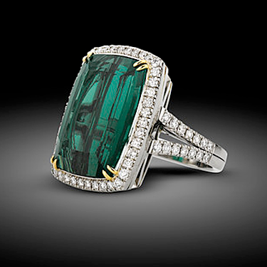 Green Tourmaline and Diamond Ring, 8.50 Carats