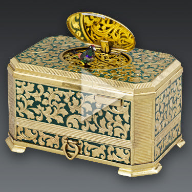 Continental Enameled Singing Bird Box