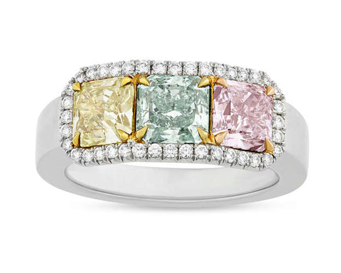Fancy Pink and White Diamond Bypass Ring