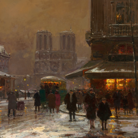 View of Notre Dame, Winter by Edouard Léon Cortès