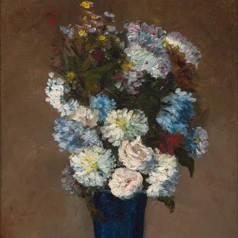 Fleurs dans un vase avec partition musicale by Paul Gauguin