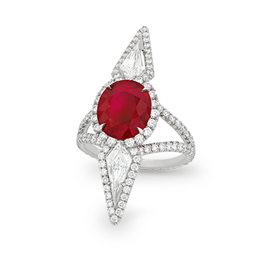 Untreated Burma Ruby and Fancy Yellow Diamond Ring, 3.06 carats
