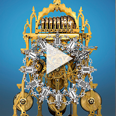 English Skeleton Clock by Smith & Sons