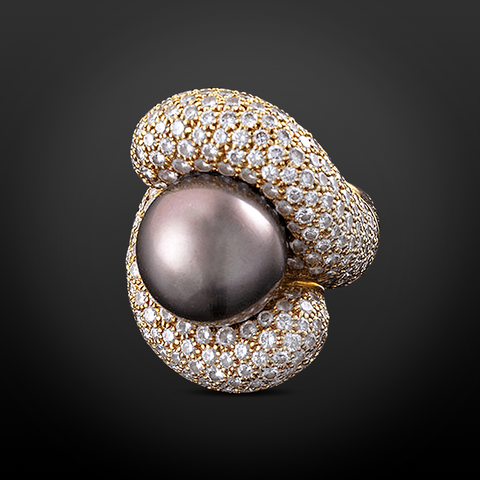 South Sea Pearl and Sapphire Ring