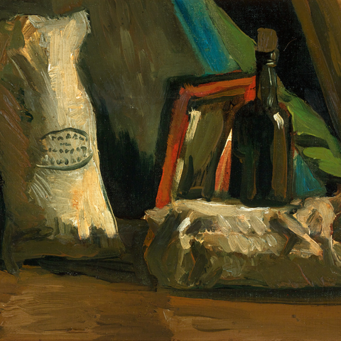 Still Life with Two Sacks and a Bottle by Vincent van Gogh