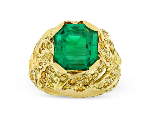 Emerald-Cut Colombian Emerald Ring, 7.56 Carats