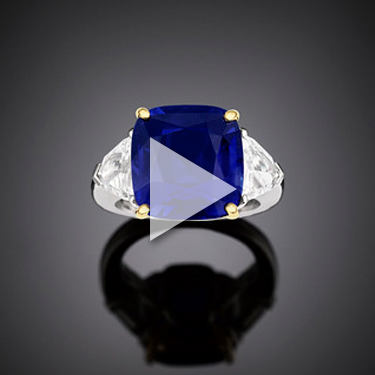 Natural Kashmir Sapphire & Diamond Ring
