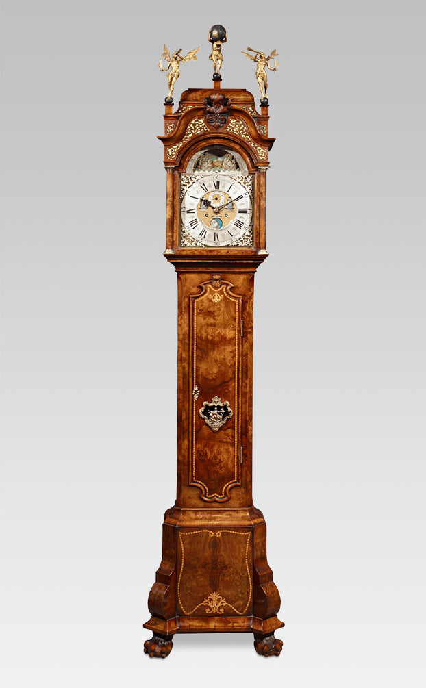 Dutch Striking Burl Walnut Tall Case Clock by Dirk Vetter