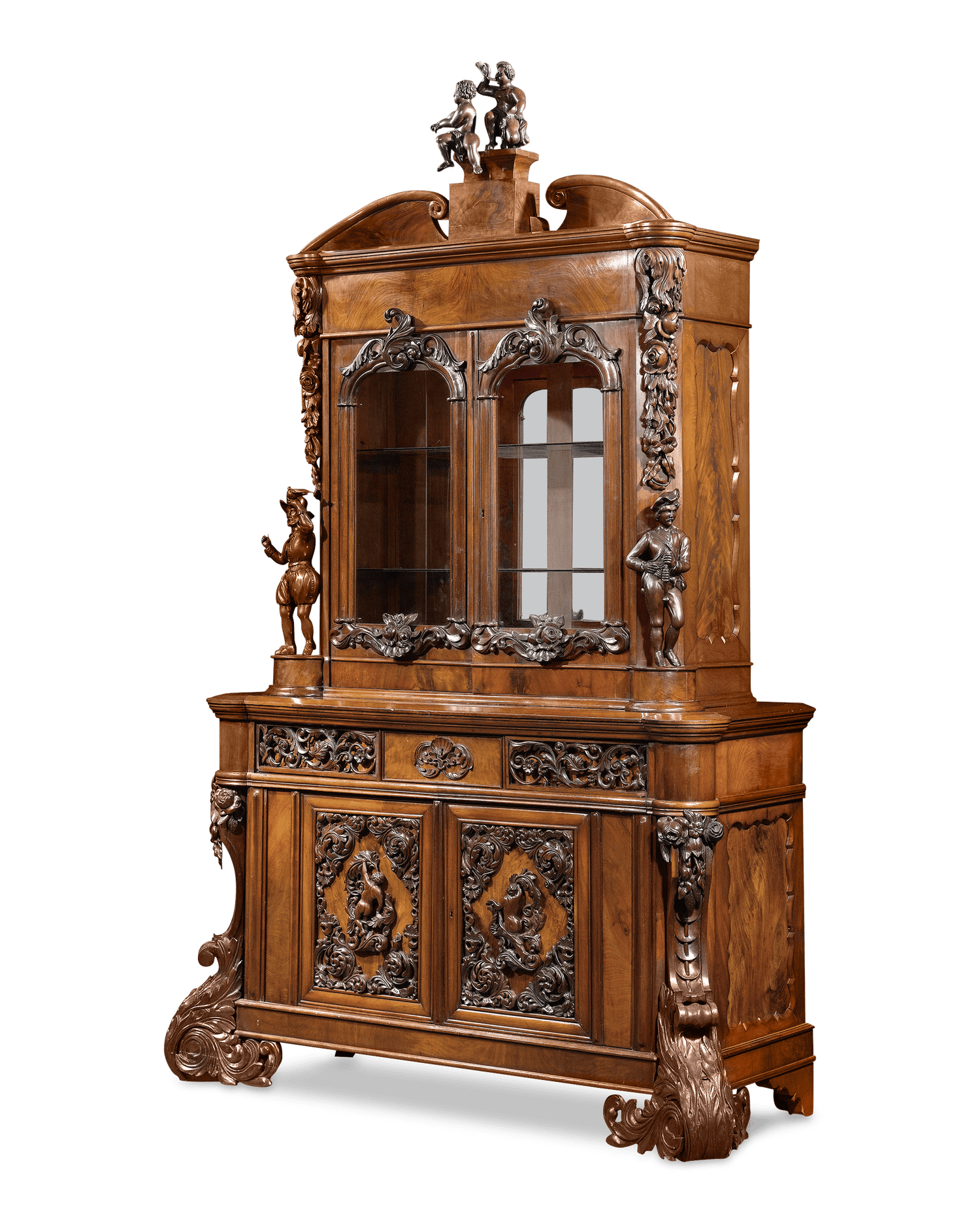 The mahogany used in this bureau bookcase has a magnificent patina and grain