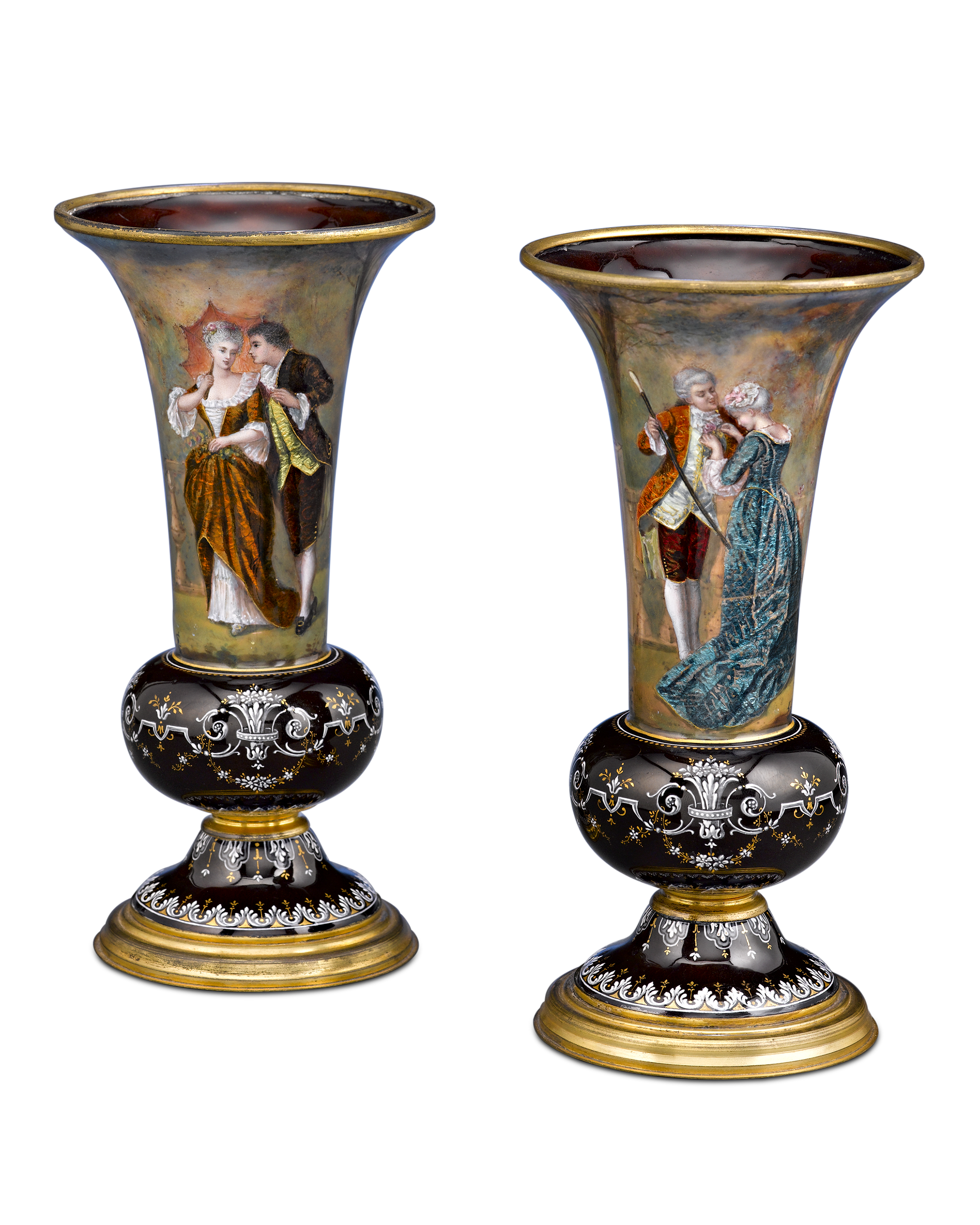 Limoges Enamel Vases