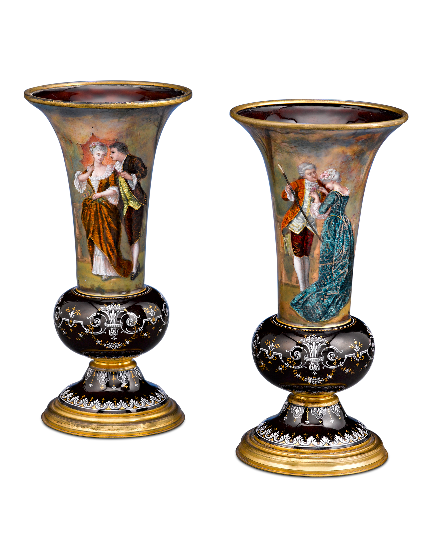 Limoges Enamel Vases