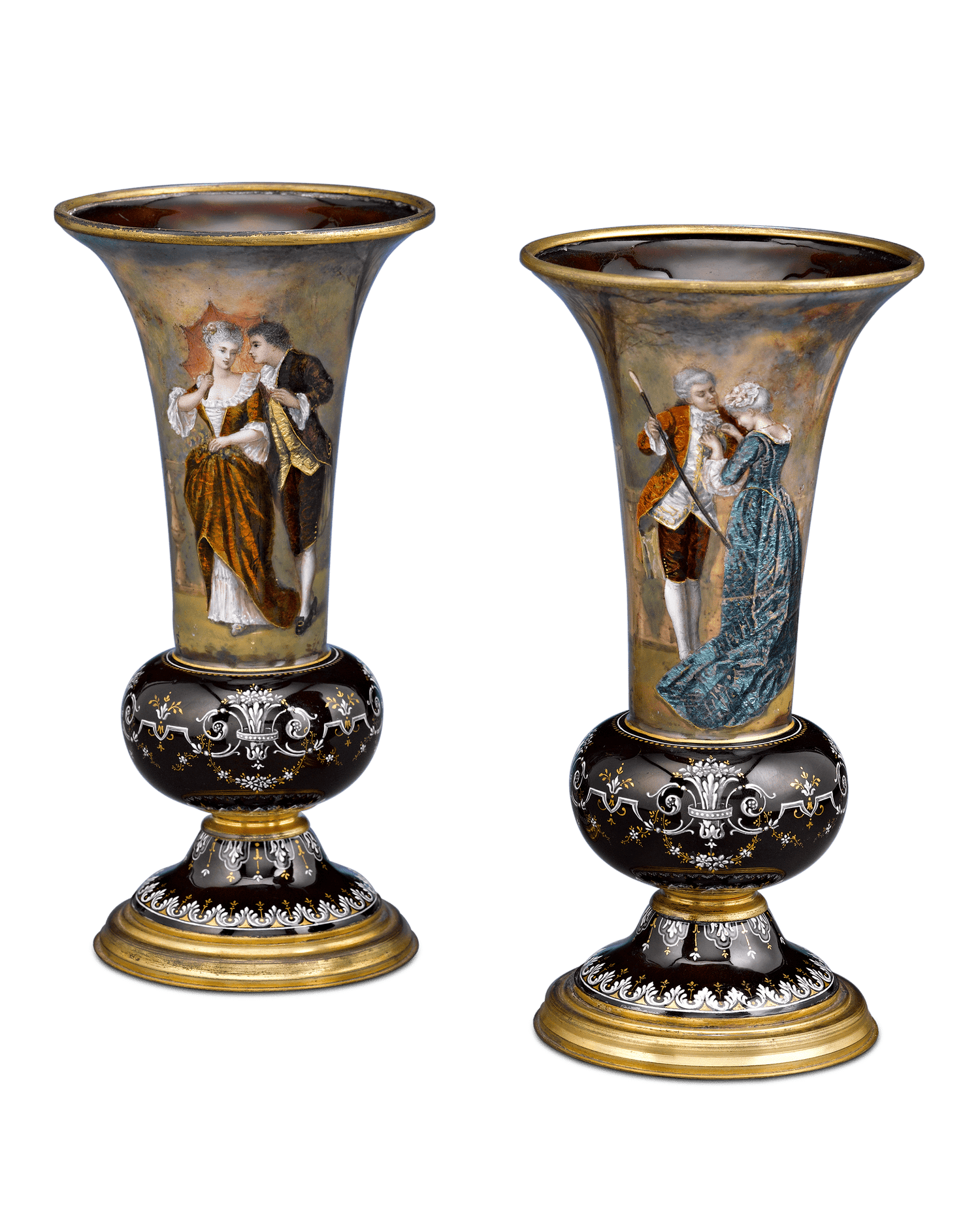 Limoges Enamel Vases