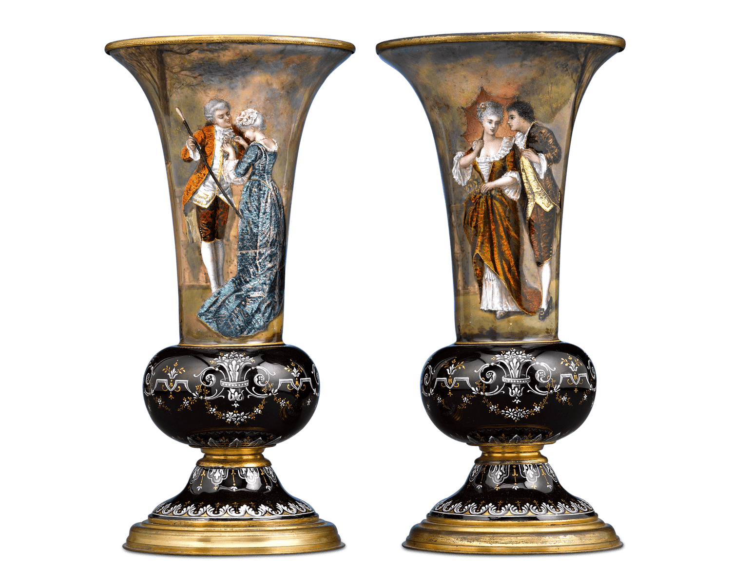 Limoges Enamel Vases