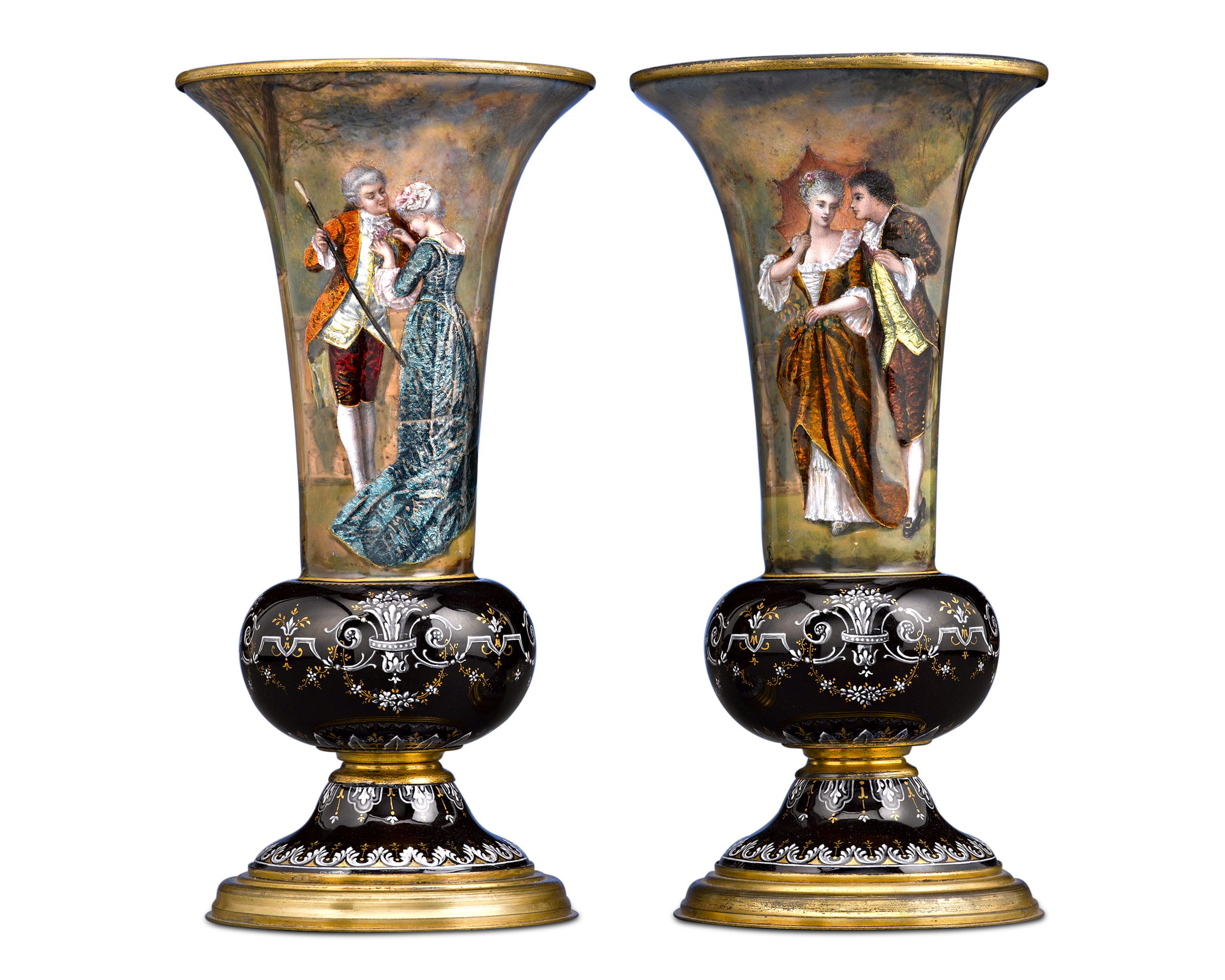 Limoges Enamel Vases