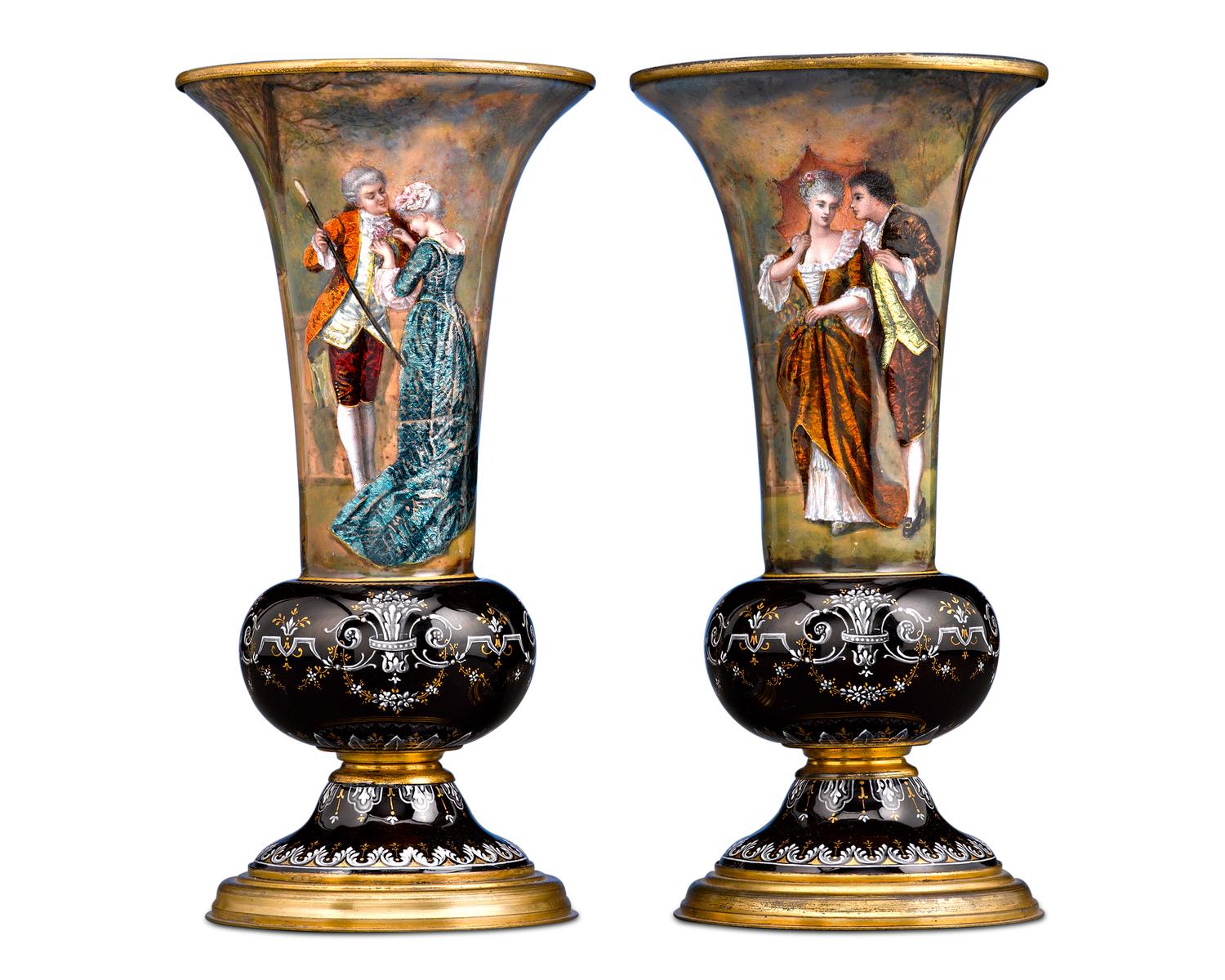 Limoges Enamel Vases