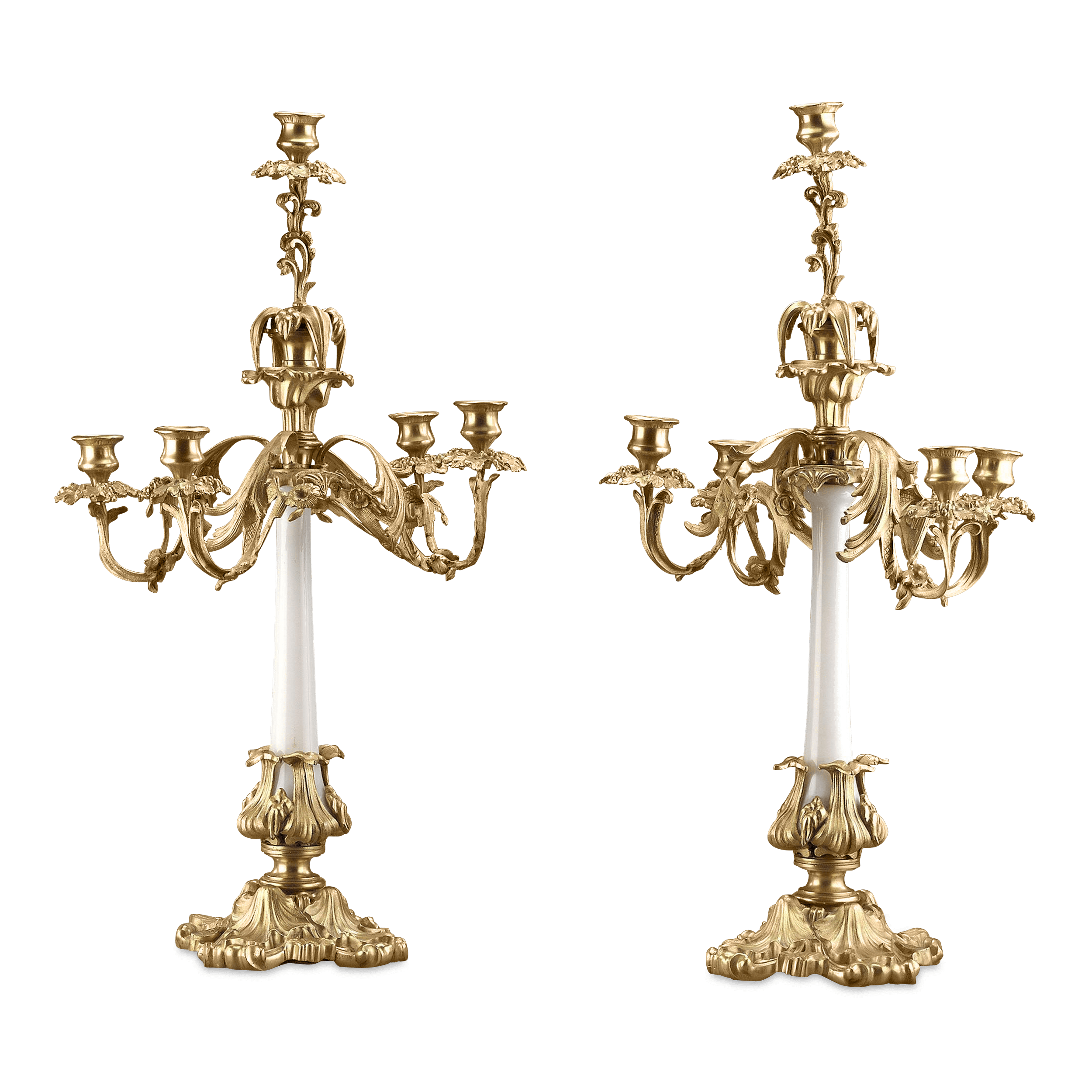 French White Opaline Candelabra