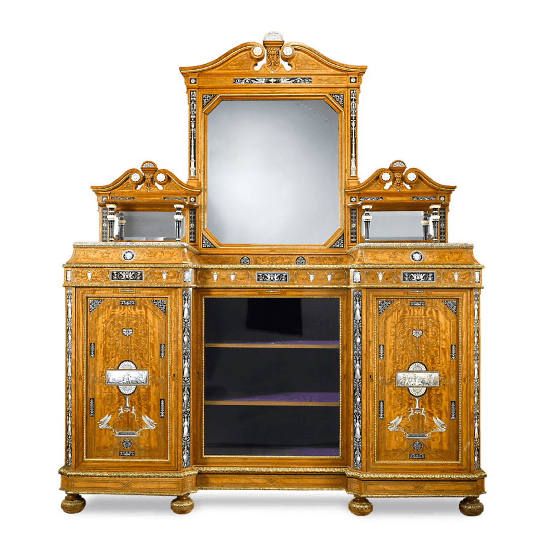 This extraordinary sideboard is attributed to the famed Wright and Mansfield firm