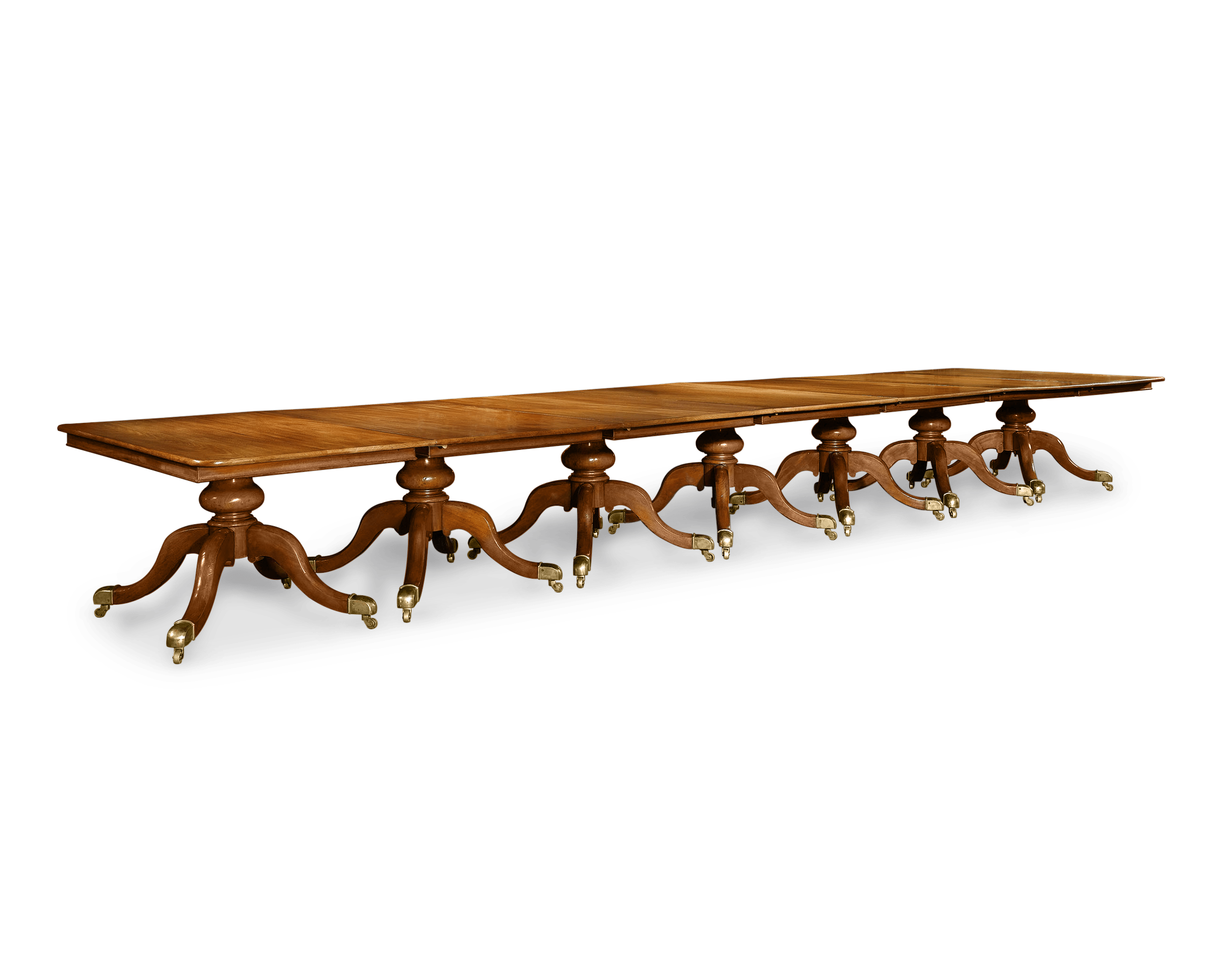 This opulent solid mahogany dining table measures over 30 feet in length