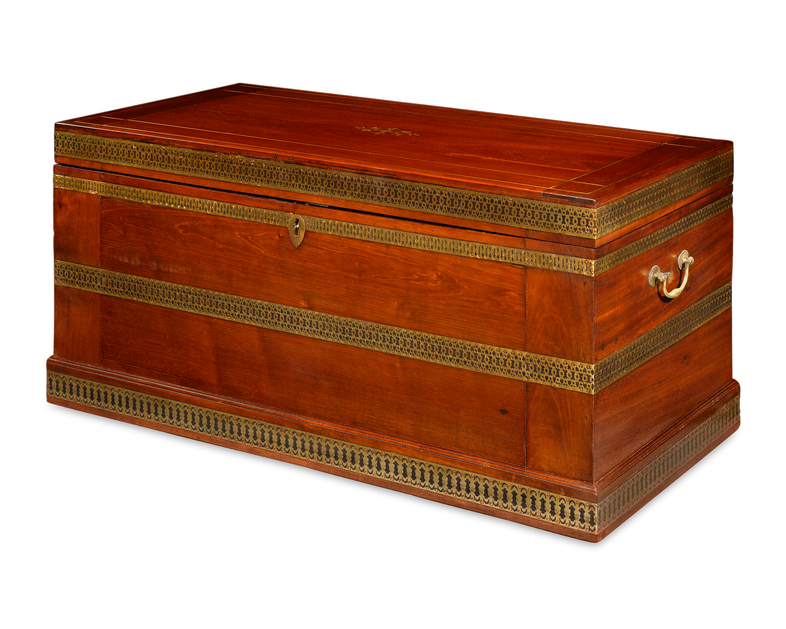 Of the 19 pieces included in this rare set is a silver canteen with fitted drawers