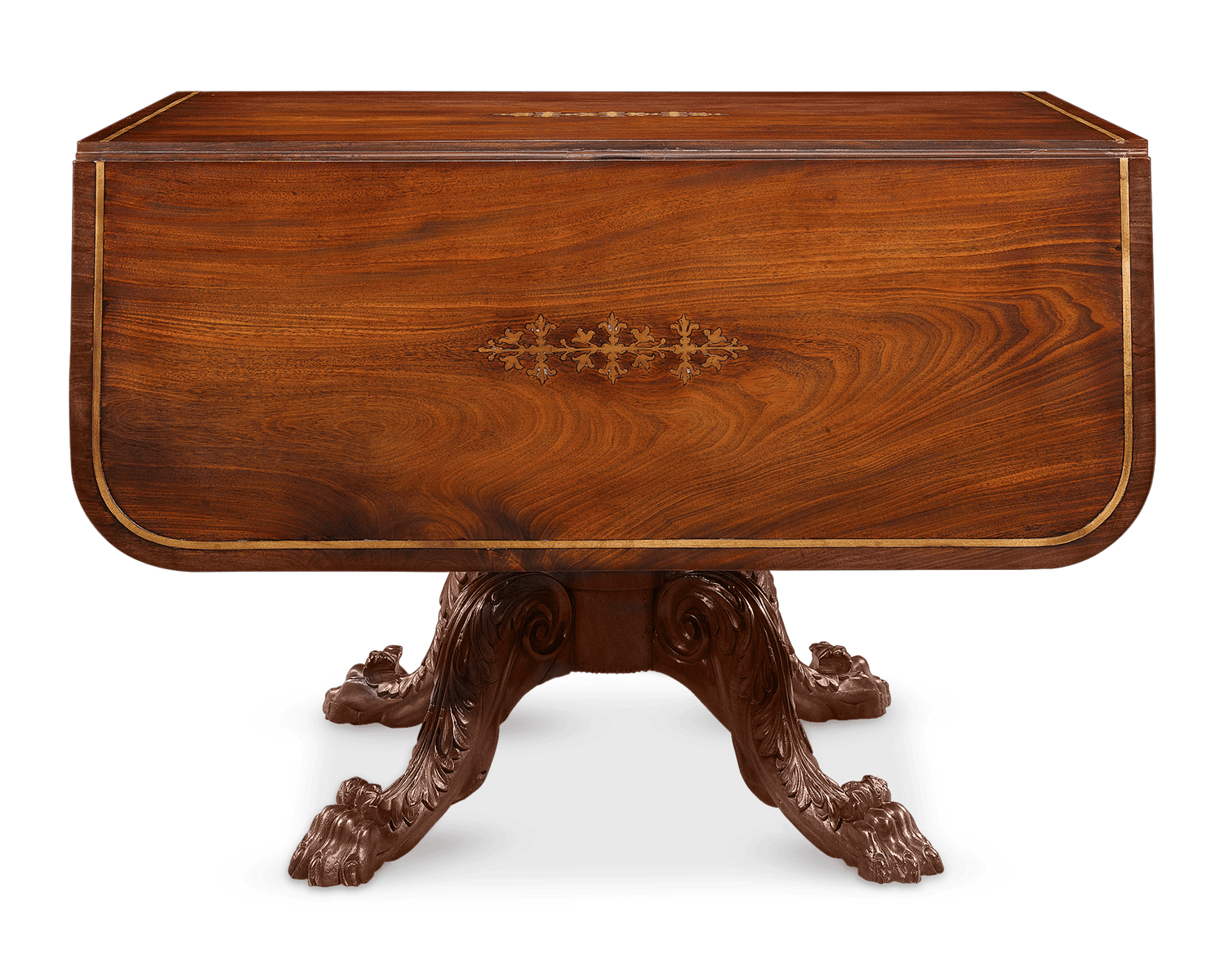 The three pedestal dining table can be used as a large single table or as a pair of consoles