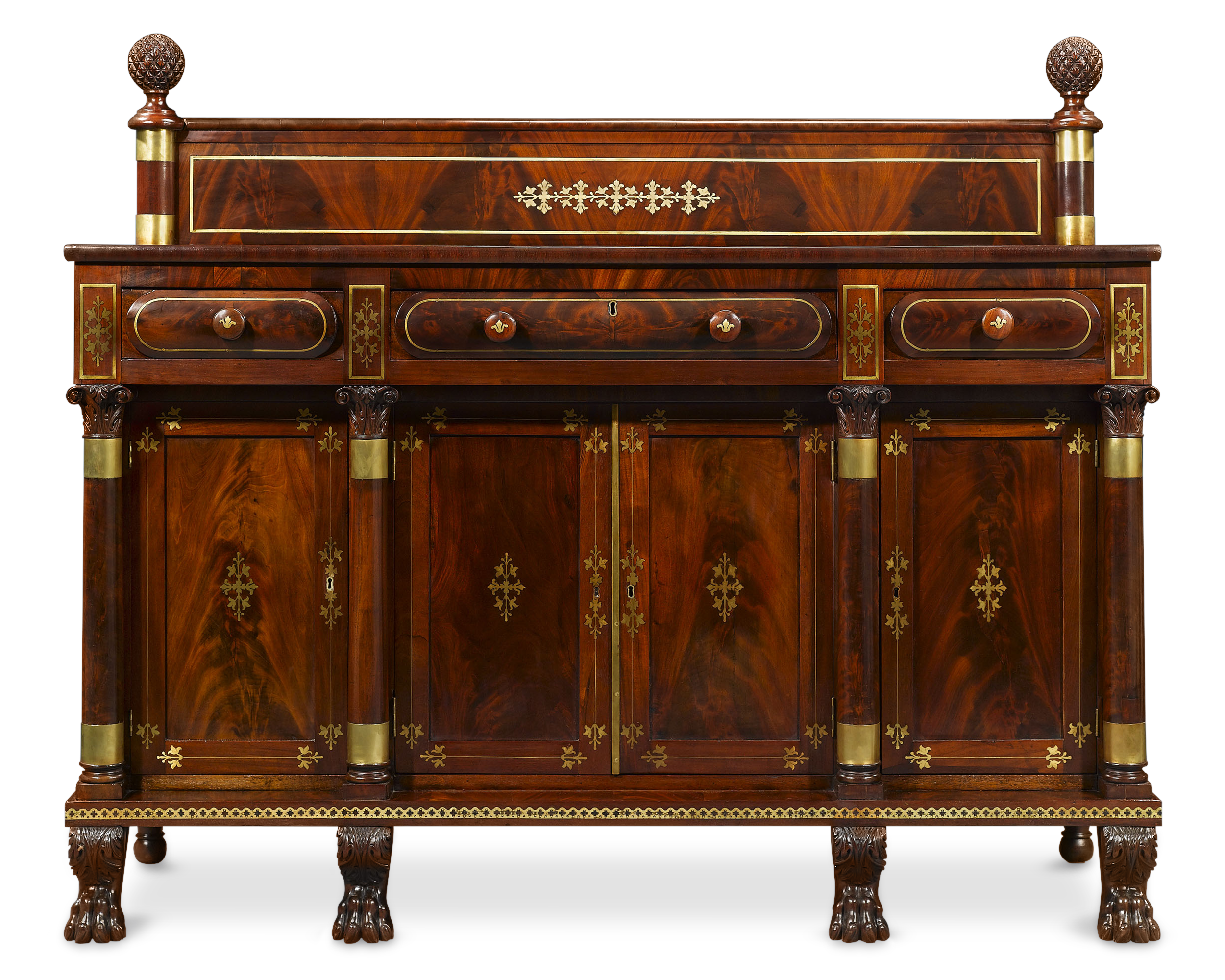 The magnificent set includes a stately and handsome American Federal sideboard