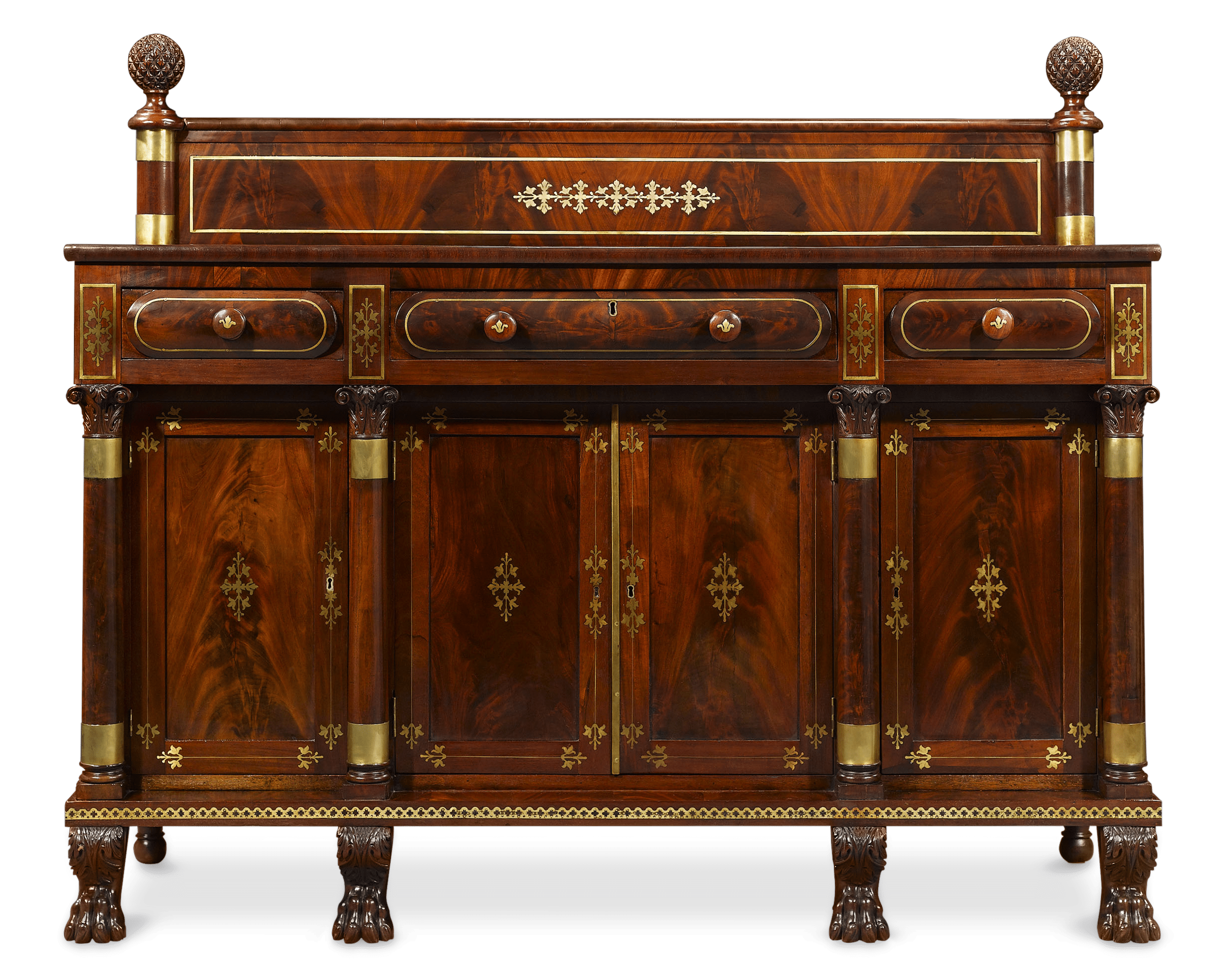 The magnificent set includes a stately and handsome American Federal sideboard