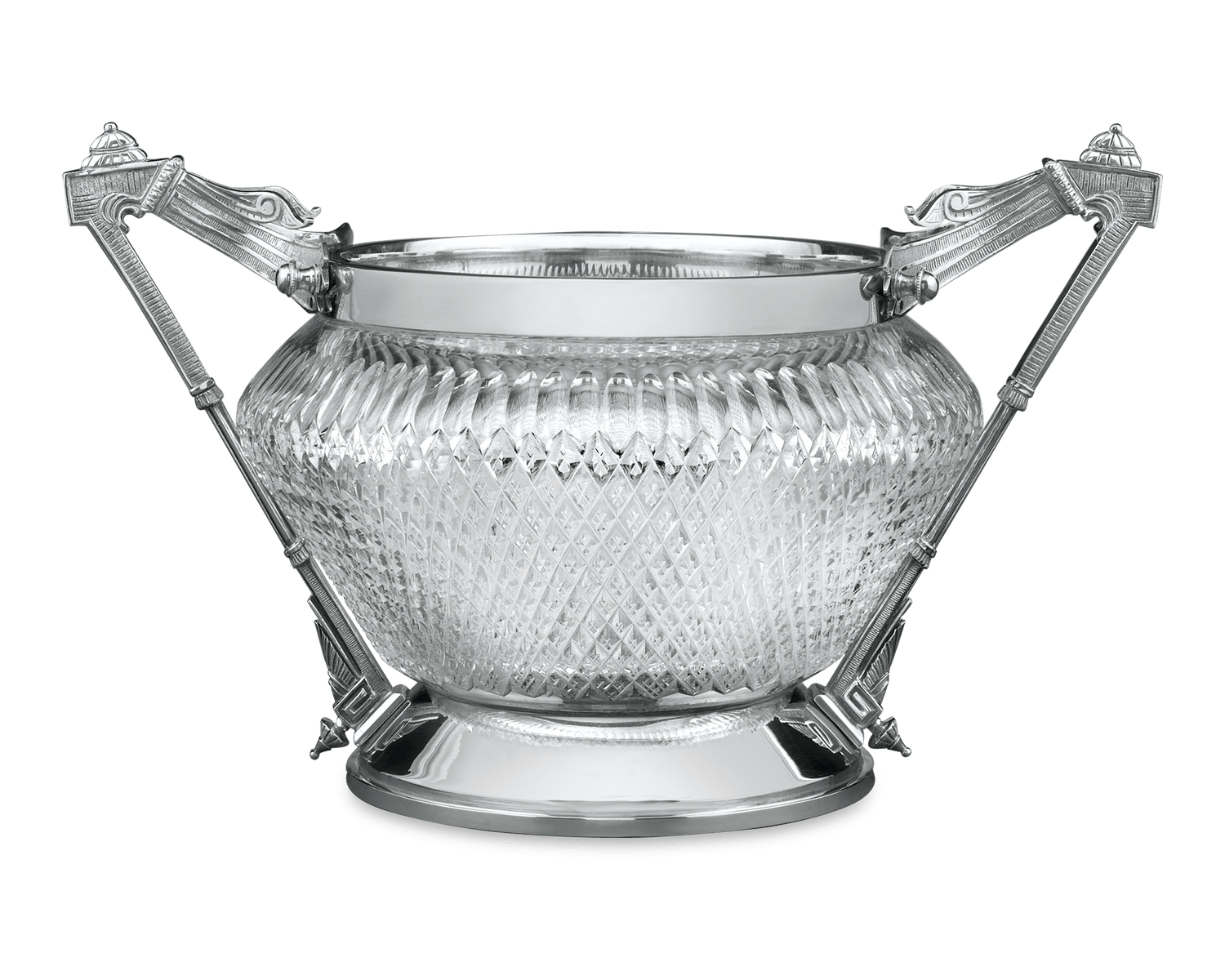 Two Handled Silver Plate and Cut Glass Bowl