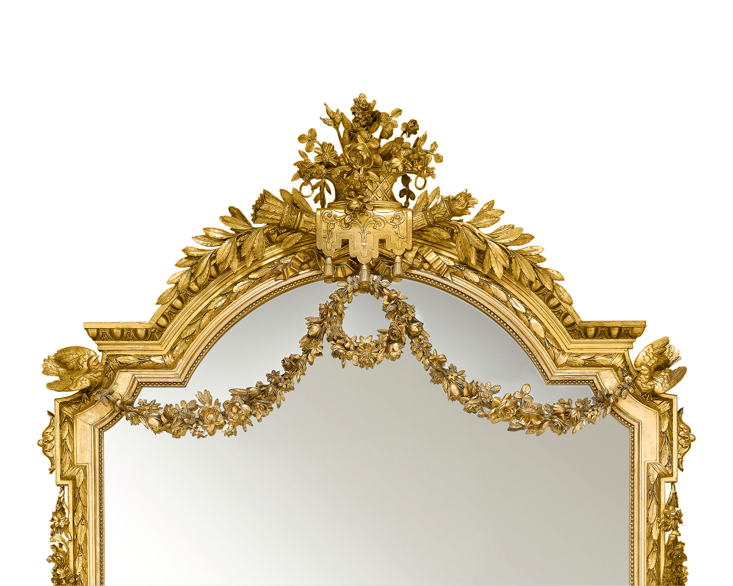 Antique Mirror, Napoleon III Style, Giltwood, Apollo's Torch Antique Mirror, Napoleon III Style, Giltwood, Apollo's Torch