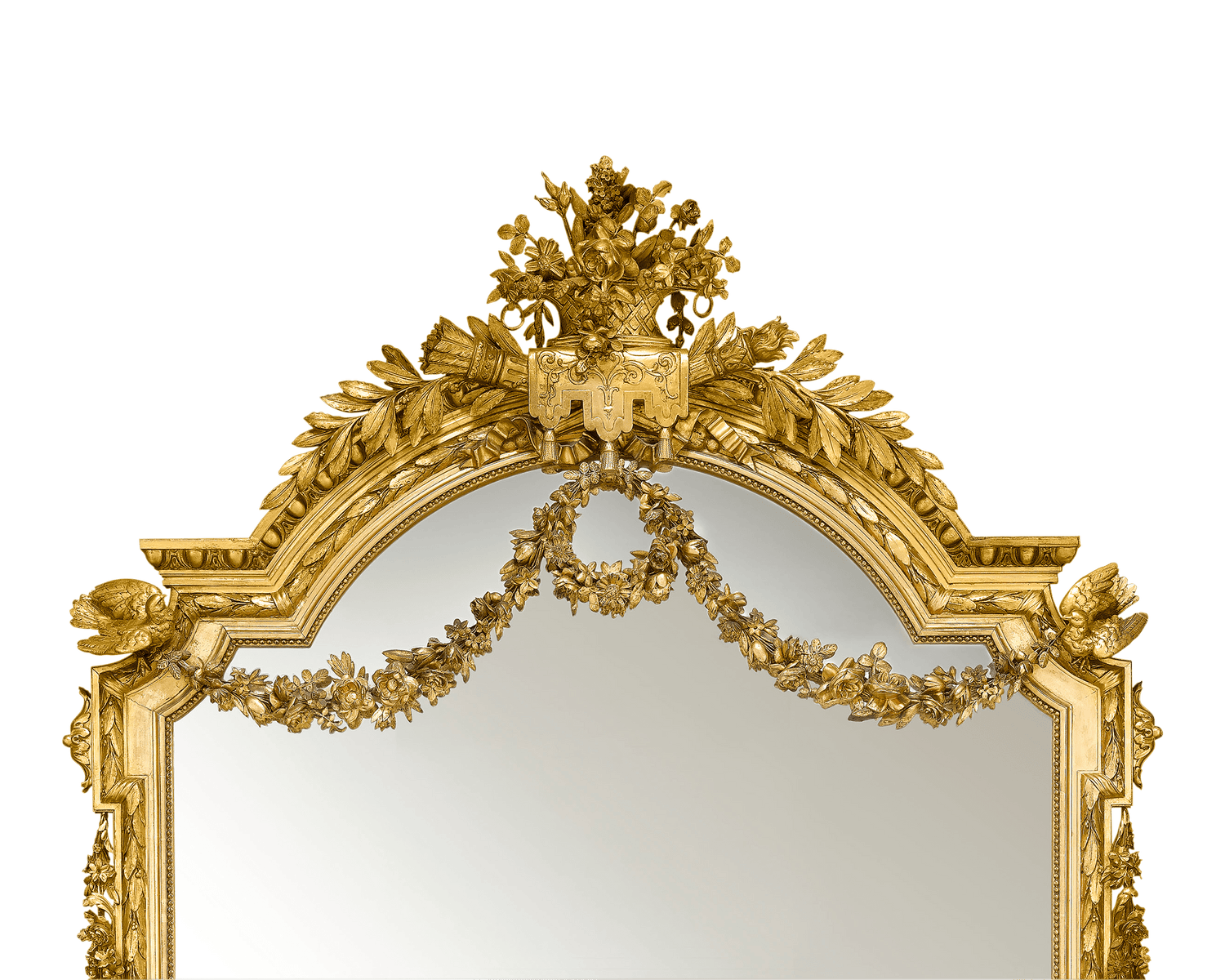 Antique Mirror, Napoleon III Style, Giltwood, Apollo's Torch Antique Mirror, Napoleon III Style, Giltwood, Apollo's Torch