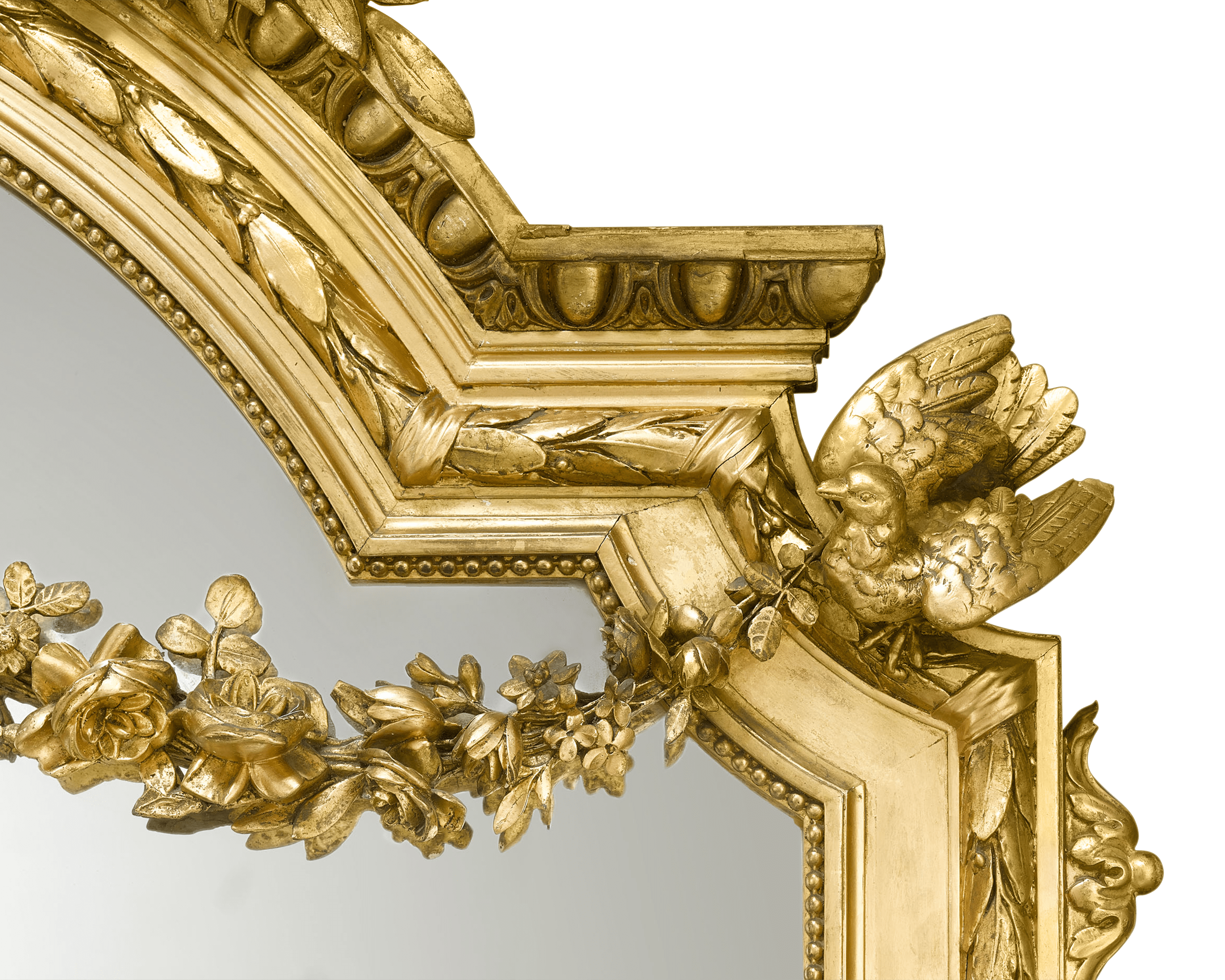 Antique Mirror, Napoleon III Style, Giltwood, Apollo's Torch Antique Mirror, Napoleon III Style, Giltwood, Apollo's Torch