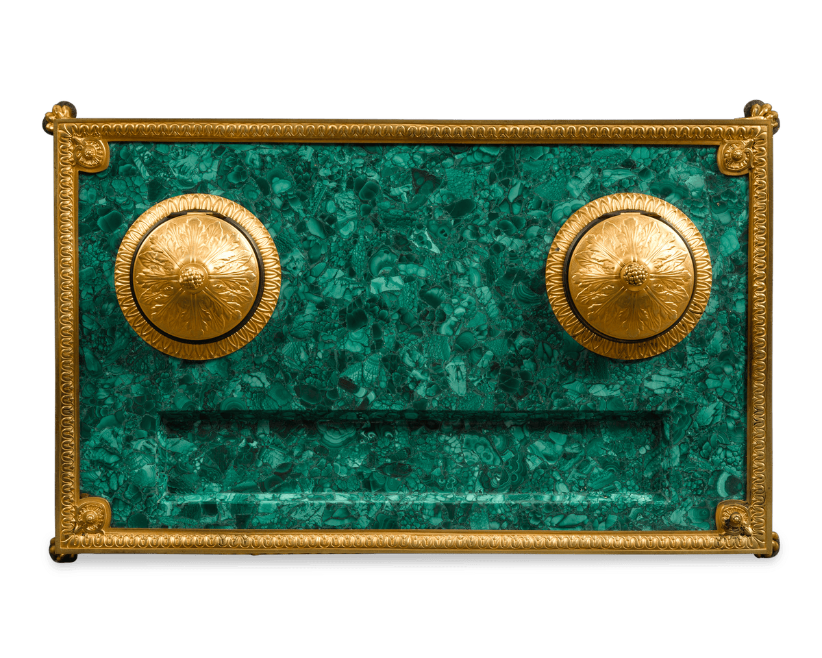 Malachite and Bronze Inkwell
