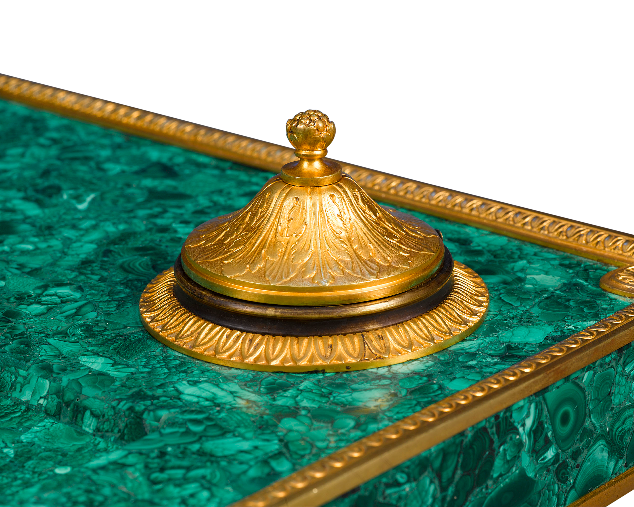 Malachite and Bronze Inkwell