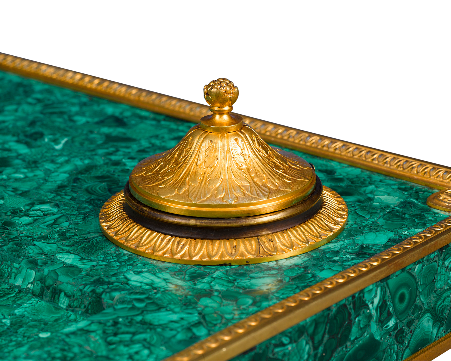 Malachite and Bronze Inkwell