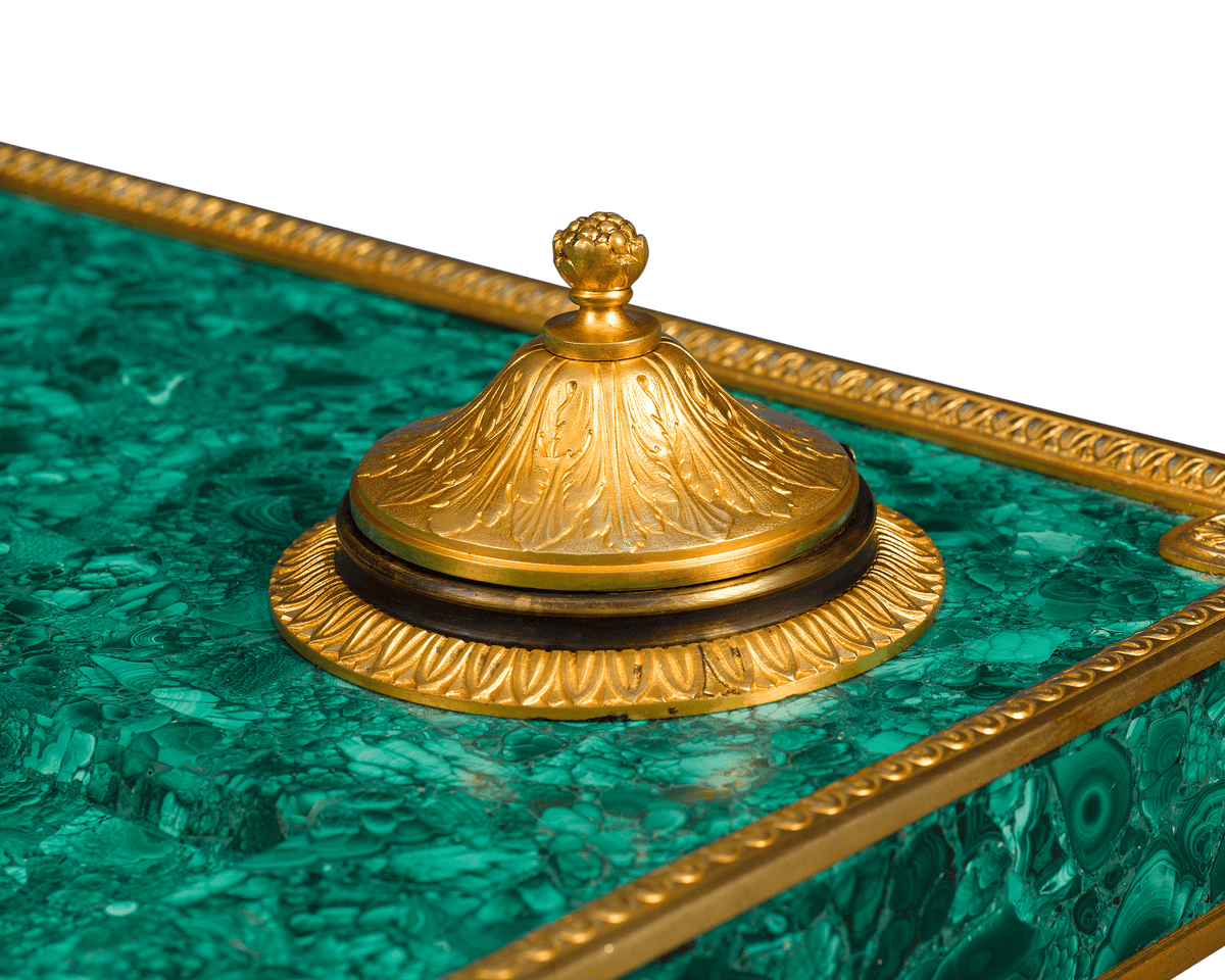 Malachite and Bronze Inkwell