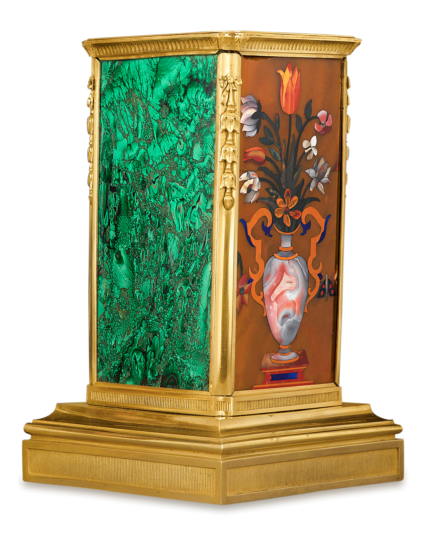 Russian Malachite and Pietre Dure Plinths