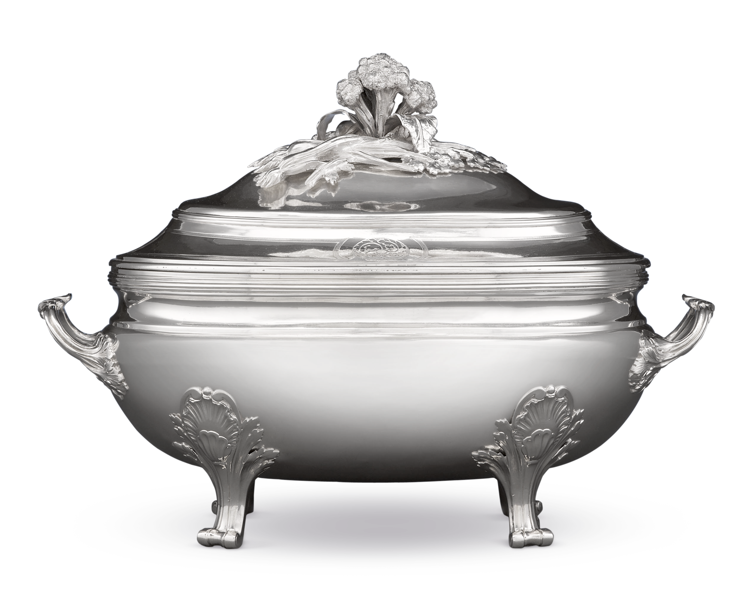 This extraordinary Louis XV-period soup tureen is marked by intricate detail and elegance