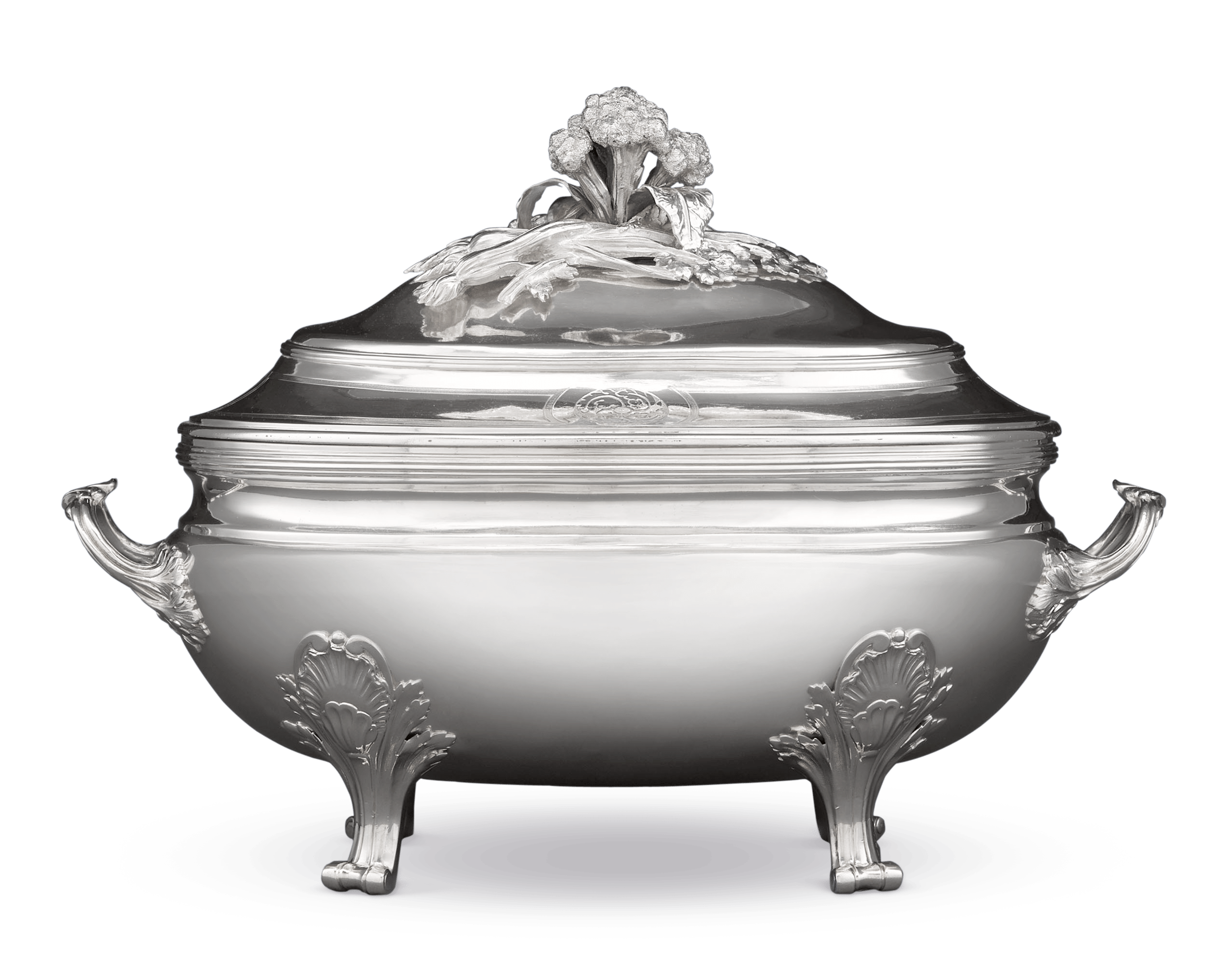 This extraordinary Louis XV-period soup tureen is marked by intricate detail and elegance