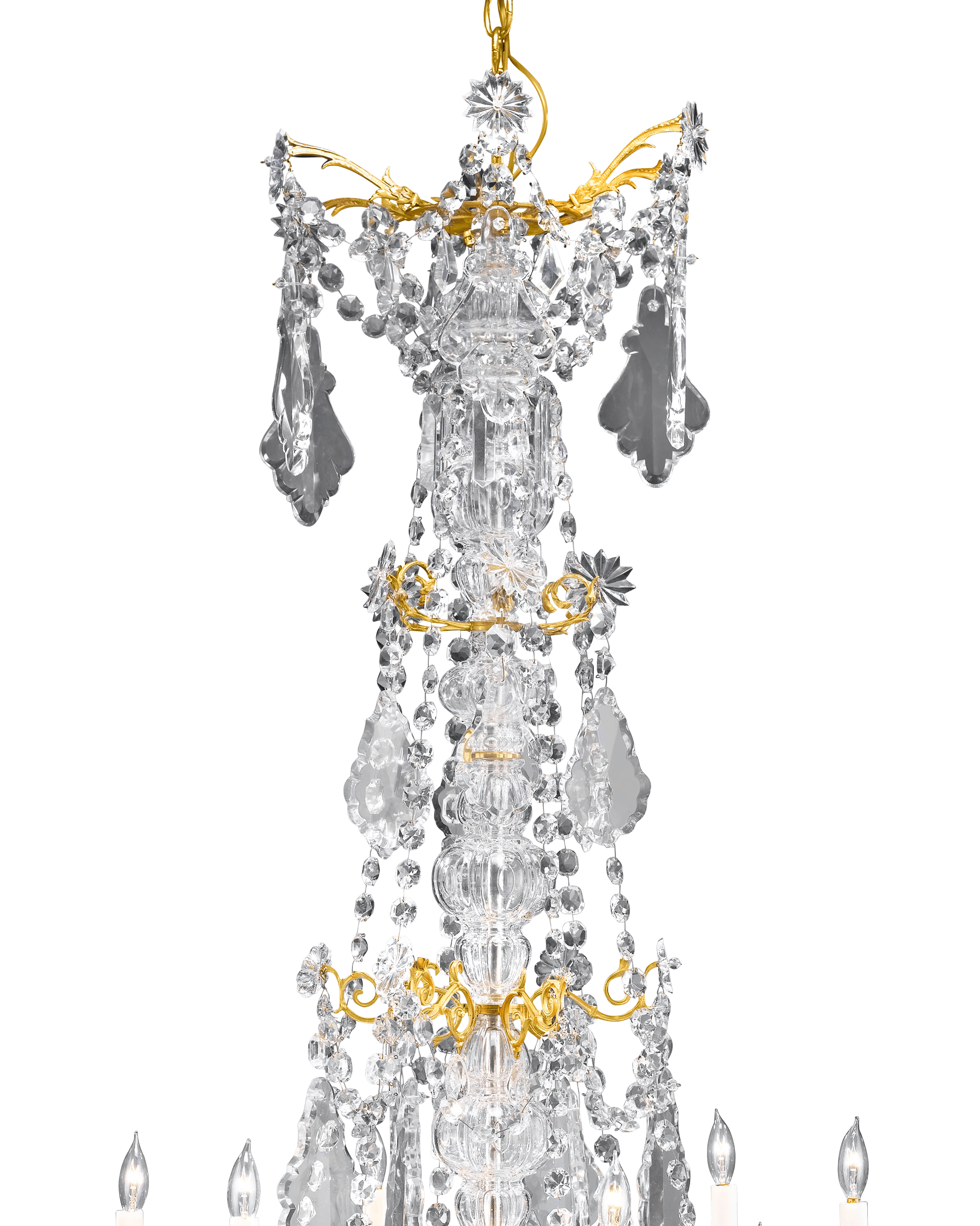 The central support is enveloped in elegant Baccarat as well