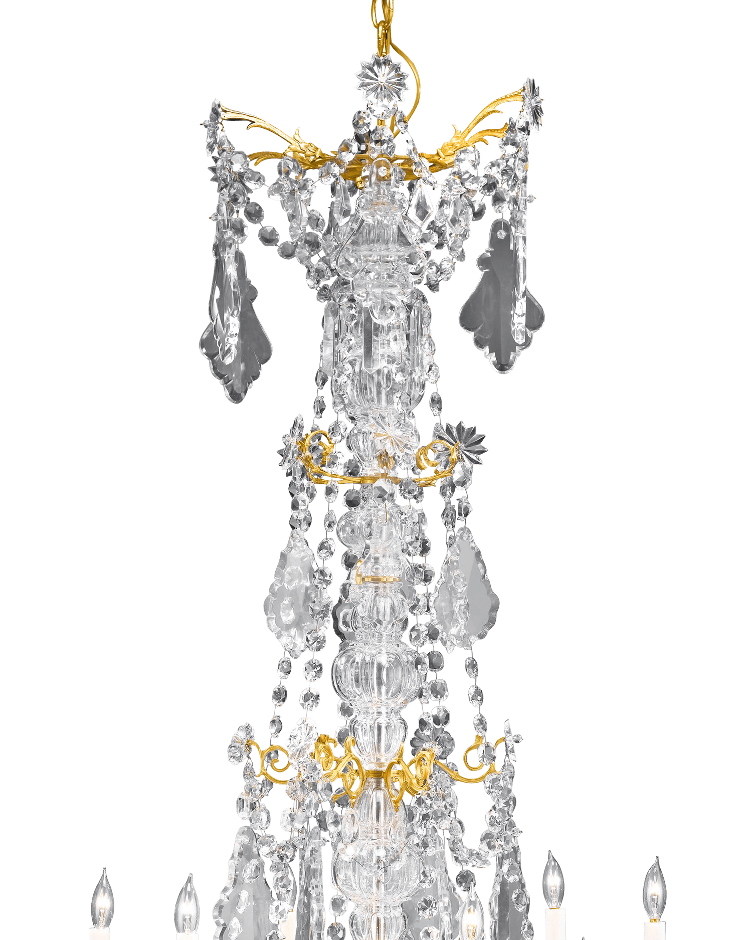 The central support is enveloped in elegant Baccarat as well