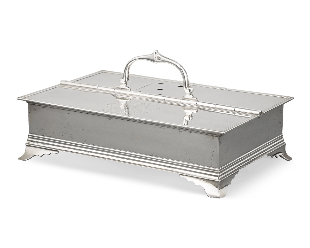 Beautiful sterling silver is the perfect medium for this elegant inkwell by James Young