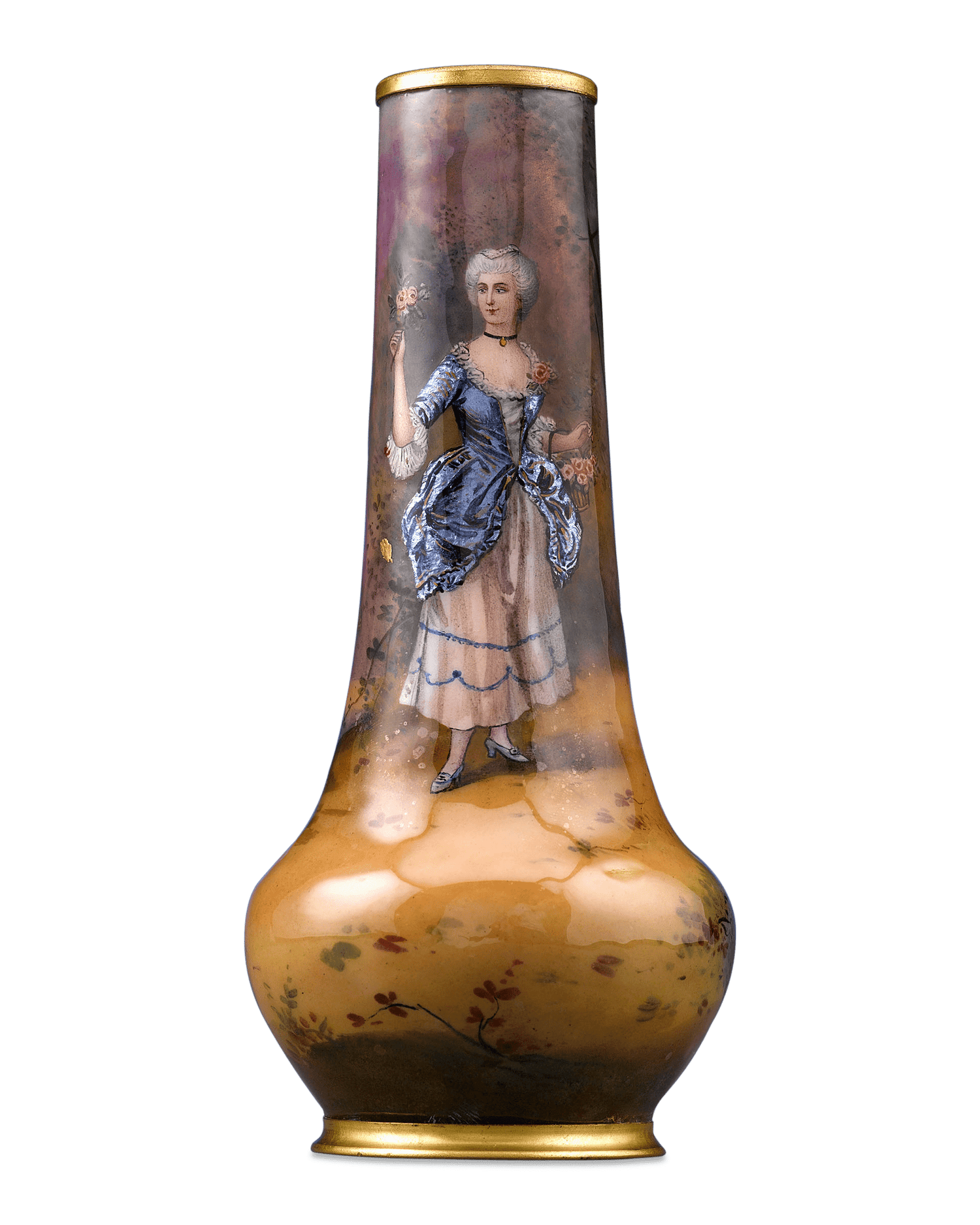 French Copper and Enamel Cabinet Vase