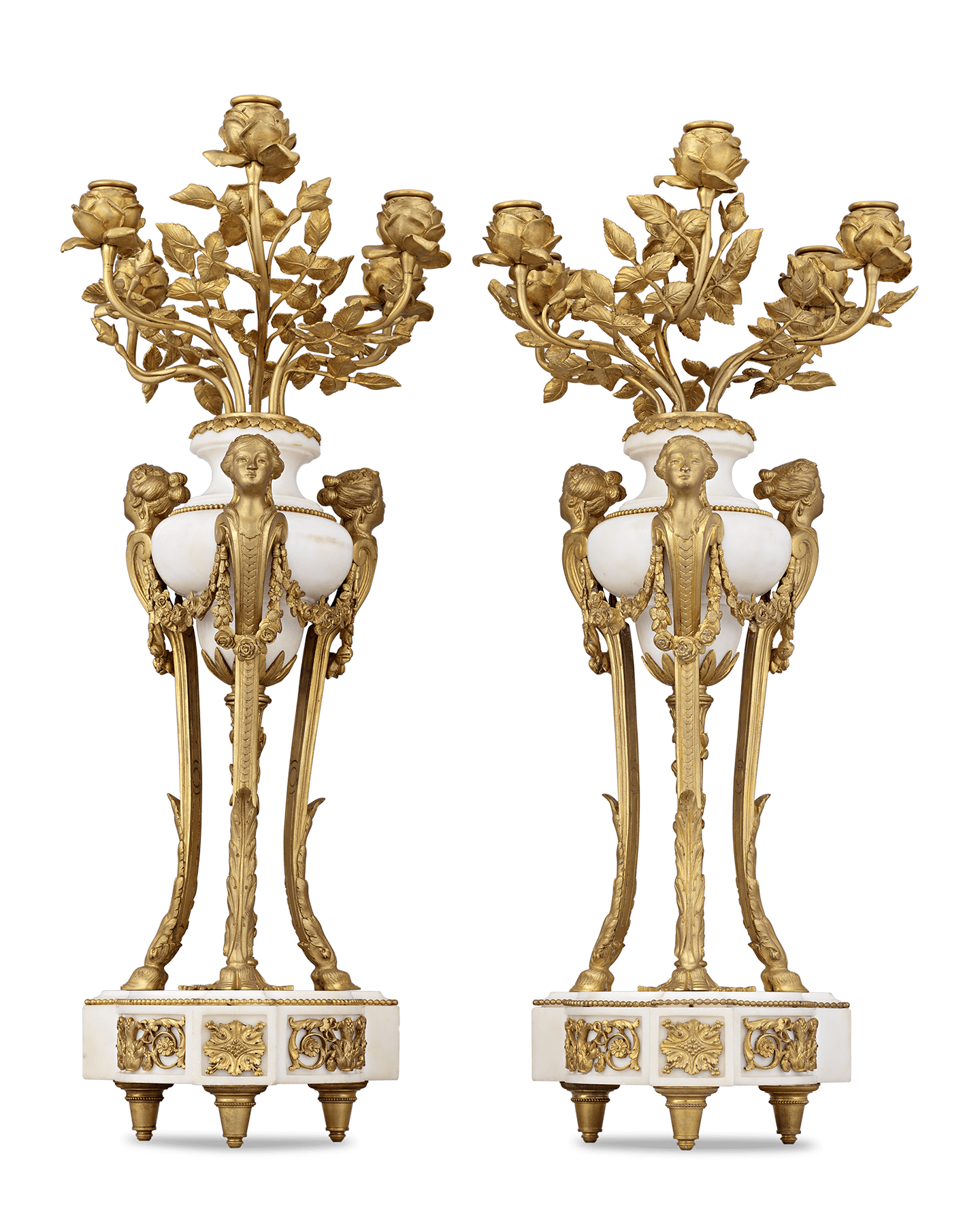 Doré Bronze French Neoclassical Candelabra