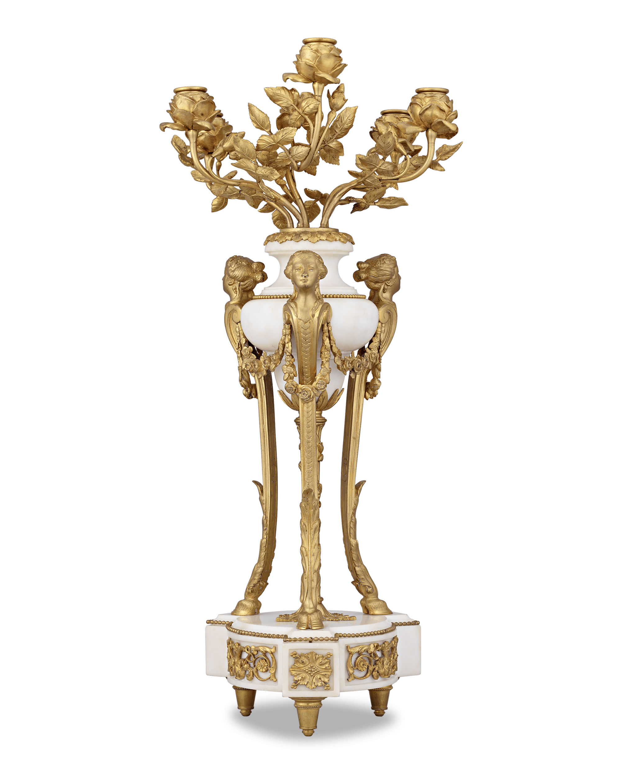 Doré Bronze French Neoclassical Candelabra