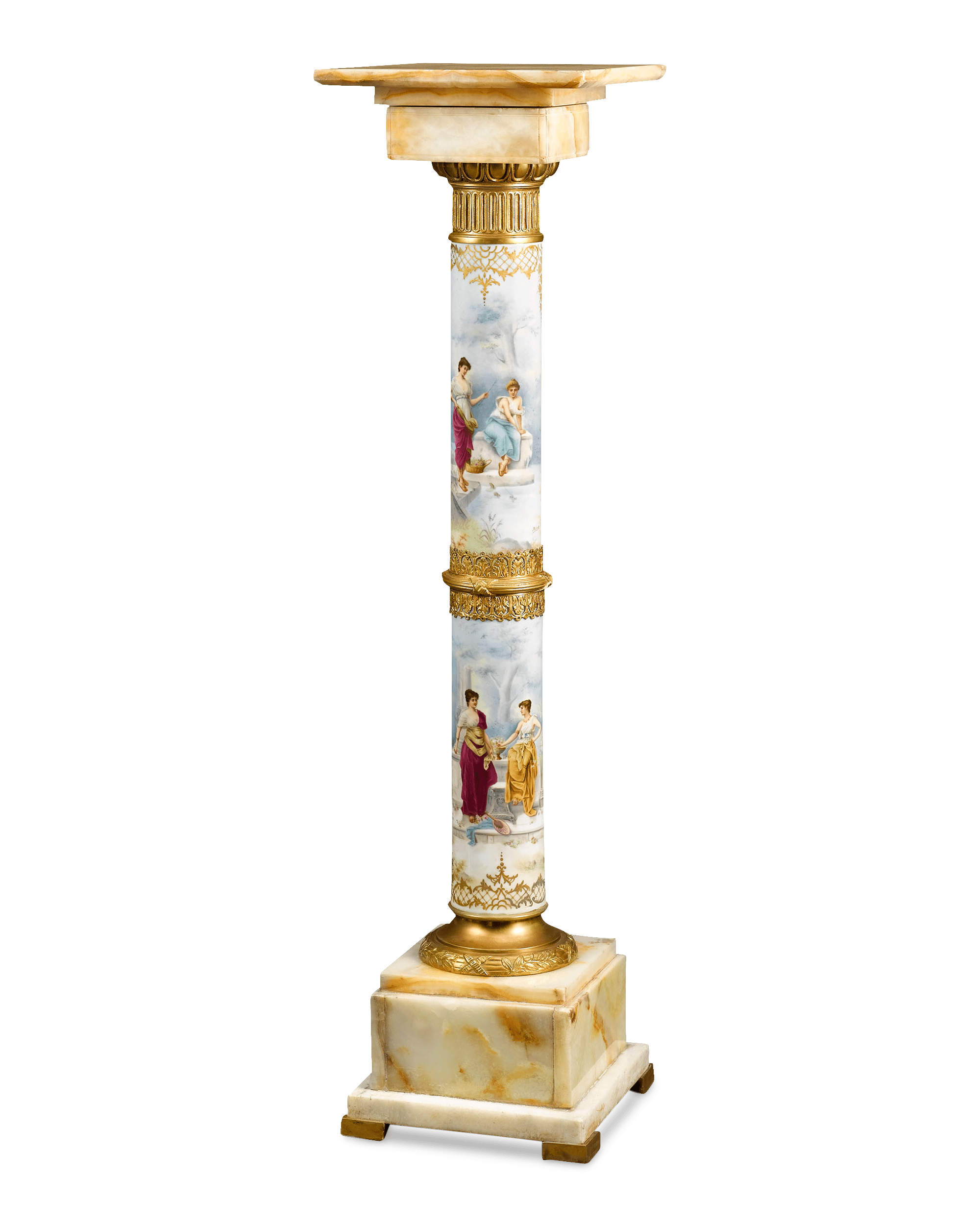 Creamy white onyx form the capital and base