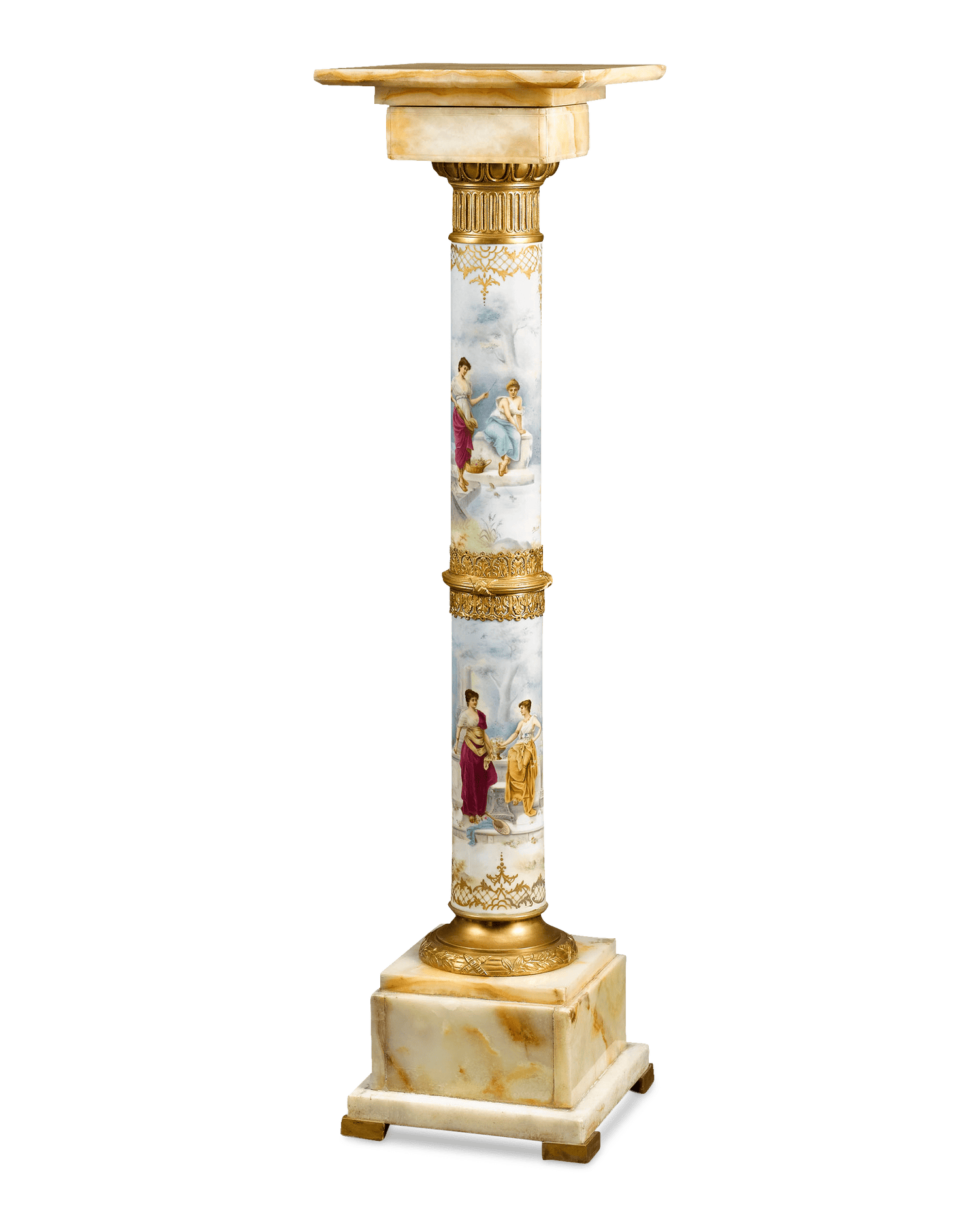 Creamy white onyx form the capital and base