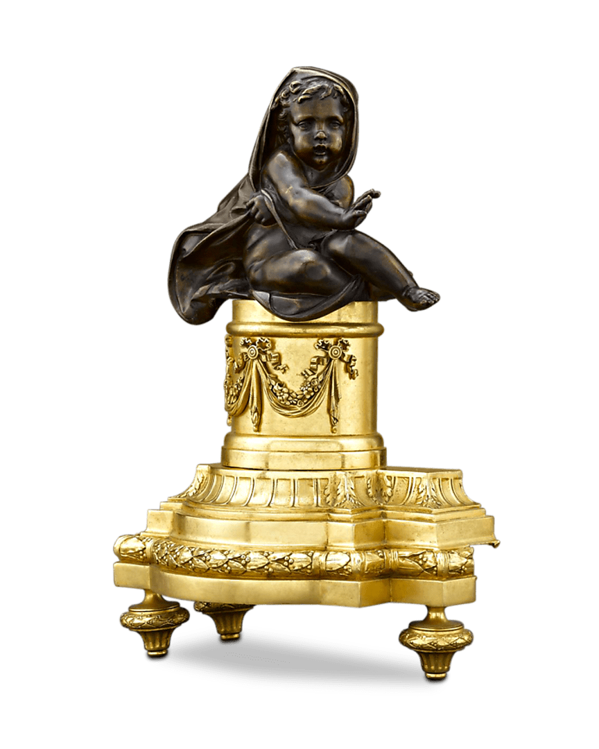 French Louis XVI-Style Bronze Chenets