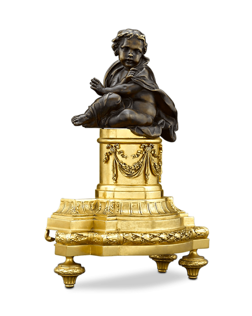 French Louis XVI-Style Bronze Chenets