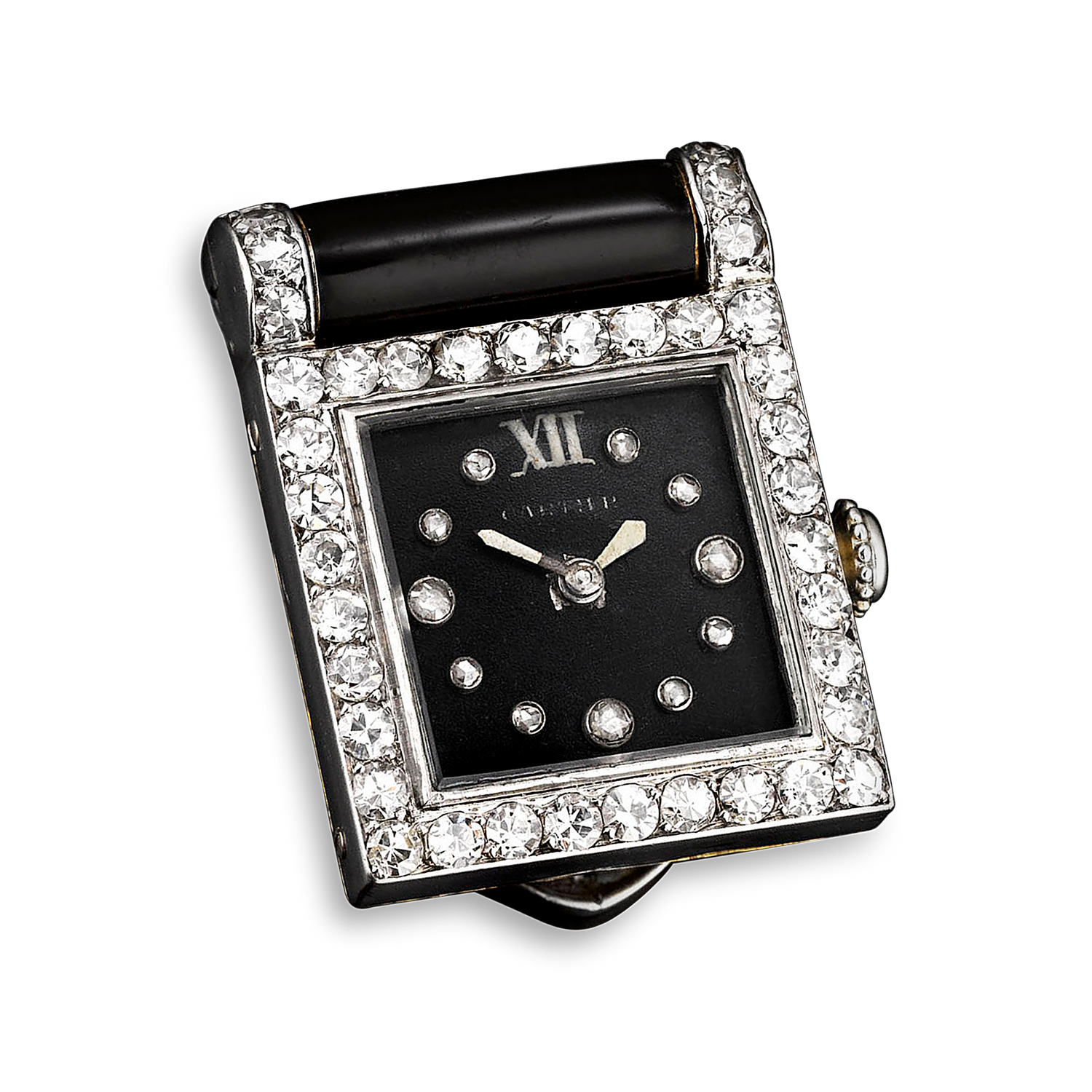 The stylish Cartier watch clip captures Art Deco artistry at its finest